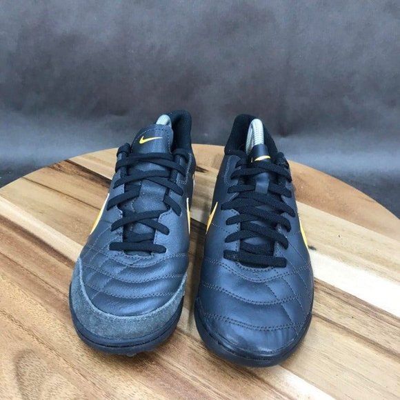 Nike JR Tiempo Rio Black Orange Turf Shoes Lace Up Youth Size 3.5 - Picture 2 of 9
